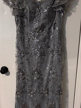SHEIN Light Blue/Gray Sequin Embellished Dress